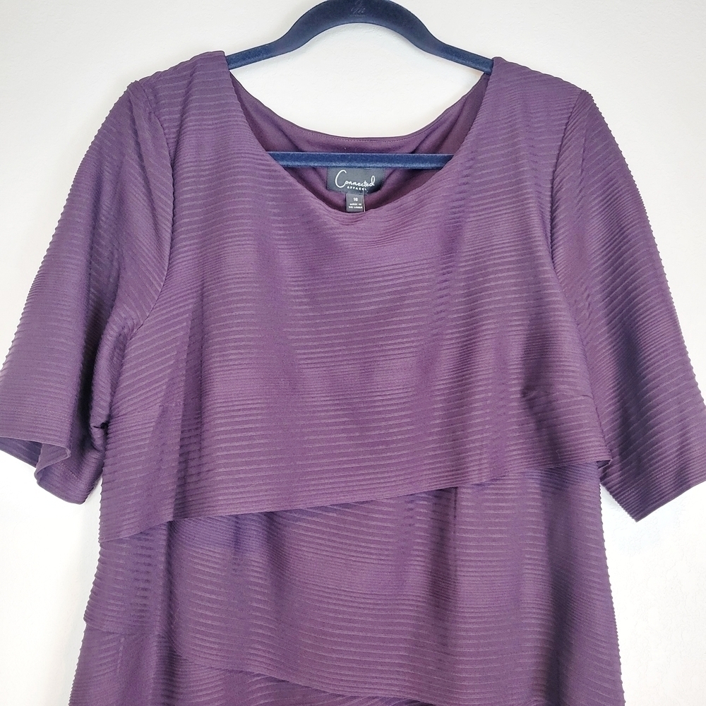 NWT Connected Apparel Textured Knit Sheath Dress in Bordeaux Size 16 - Picture 4 of 8